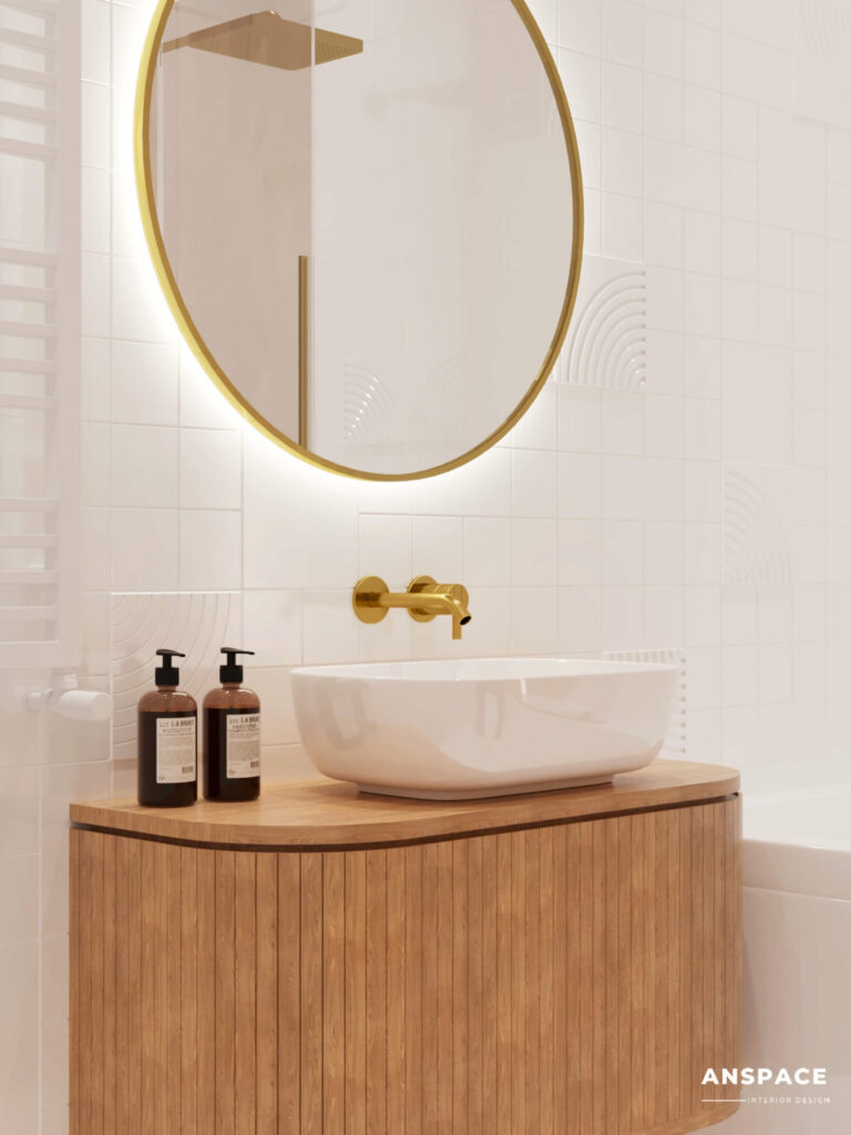 łazienka biało drewniana z wanną