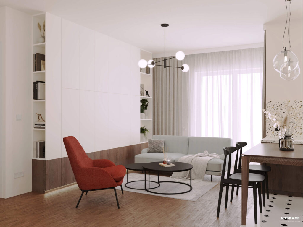 salon z otwarta kuchnia