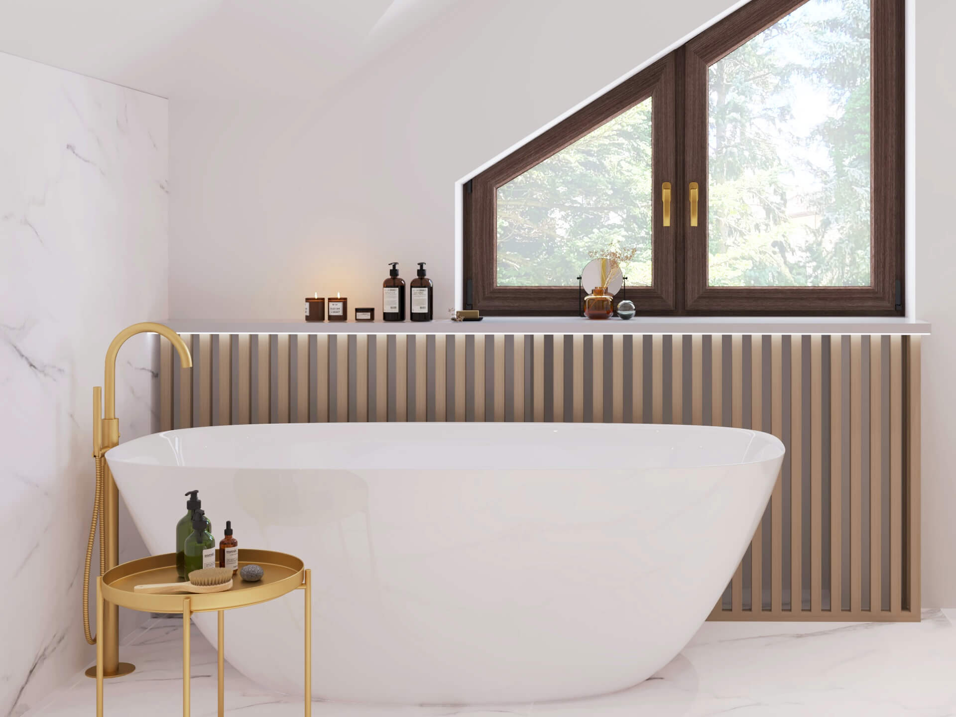 aranżacja łazienki z wanną i prysznicem